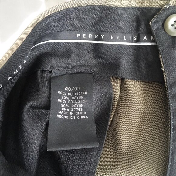 Perry Ellis America Dress Pants Mens 40x32 Brown Pleated Cuffed Front Slacks - Picture 12 of 16